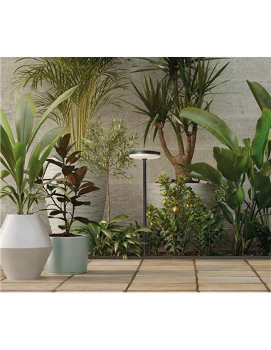 Baliza de exterior LED con Pico a la tierra y Base de superficie antracita Textu., 12W 3000K 1230lm