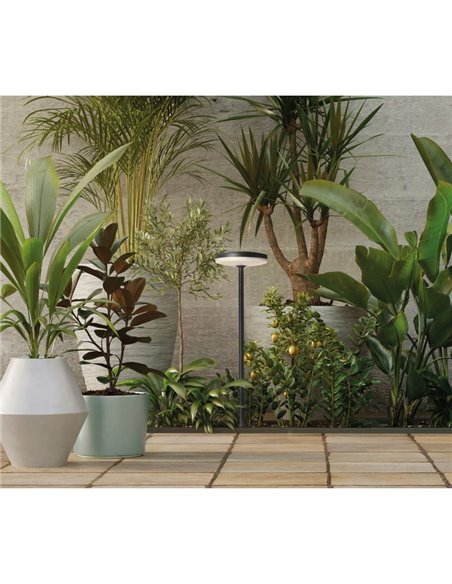 Baliza de exterior LED con Pico a la tierra y Base de superficie antracita Textu., 12W 3000K 1230lm