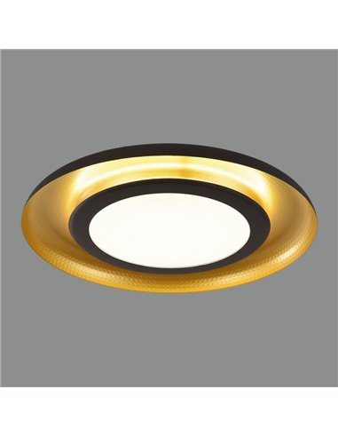 Plafon LED SHIITAKE Texturizado preto e dourado, 45W 3000K 3420lm, Com dimmer Casambi (DALI/Push) [A PEDIDO]