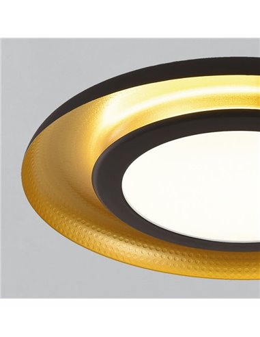 Plafonnier LED SHIITAKE Noir texturé et Or, 45W 3000K 3420lm, Avec variateur Casambi (DALI/Push) [SUR DEMANDE]