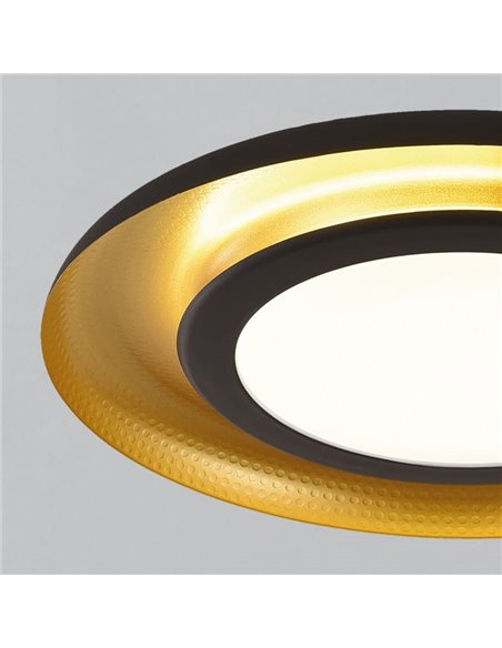 Plafón LED de techo SHIITAKE negro Texturado y Oro, 45W 3000K 3420lm, Con regulador Casambi (DALI/Push) [BAJO PEDIDO]