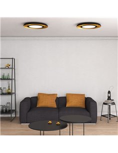 Plafon LED SHIITAKE Texturizado preto e dourado, 45W 3000K 3420lm, Com dimmer Casambi (DALI/Push) [A PEDIDO] 2