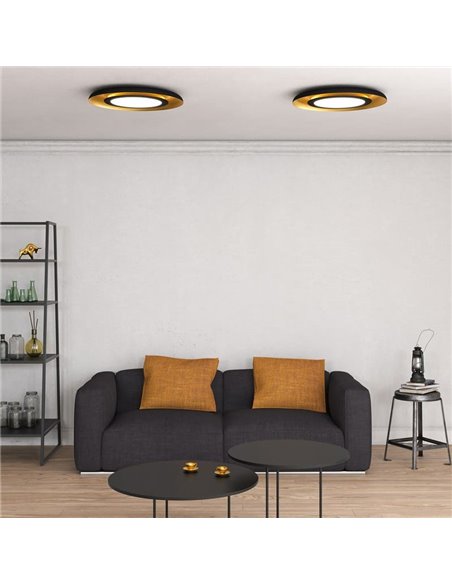 Plafonnier LED SHIITAKE Noir texturé et Or, 45W 3000K 3420lm, Avec variateur Casambi (DALI/Push) [SUR DEMANDE]