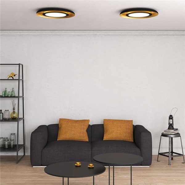 Plafonnier LED SHIITAKE Noir texturé et Or, 45W 3000K 3420lm, Avec variateur Casambi (DALI/Push) [SUR DEMANDE]