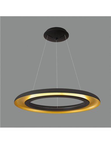 Lámpara de Techo LED Colgante SHIITAKE negro y oro, 50W 3000K 4150lm, Con Regulador Casambi [BAJO PEDIDO]