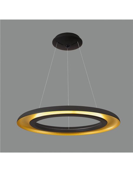 Candeeiro suspenso LED preto e dourado SHIITAKE, 50W 3000K 4150lm, com dimmer Casambi [SOB ENCOMENDA]
