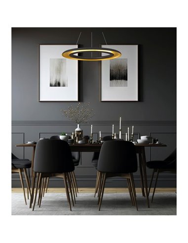 Plafonnier suspendu LED SHIITAKE noir et or, 50W 3000K 4150lm, avec variateur Casambi [SOUS COMMANDE]