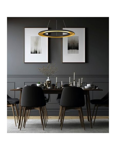 Lámpara de Techo LED Colgante SHIITAKE negro y oro, 50W 3000K 4150lm, Con Regulador Casambi [BAJO PEDIDO]