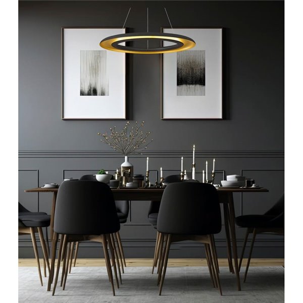 Lámpara de Techo LED Colgante SHIITAKE negro y oro, 50W 3000K 4150lm, Con Regulador Casambi [BAJO PEDIDO]