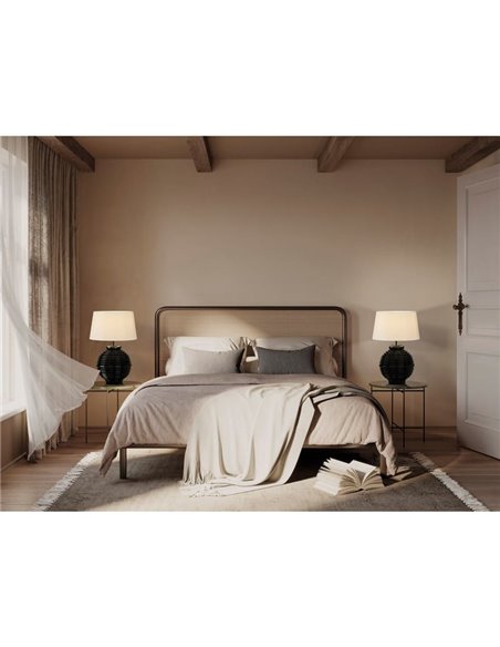 Lampe de table TARIFA noir brillant, E27 (non incl.) 15W 3000K, interrupteur à câble