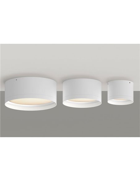 Plafón LED de techo TECH Ø 10cm Blanco Texturado, 9W 3000K 1280lm, IP44 con Difusor Microprismatico