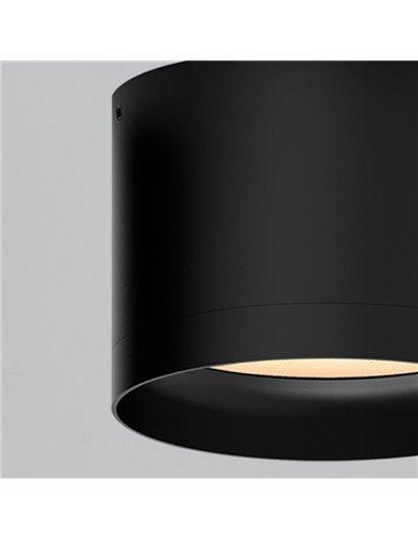 Plafon LED TECH Ø10cm Preto Texturizado, 9W 3000K 1280lm, Difusor Microprismático IP44