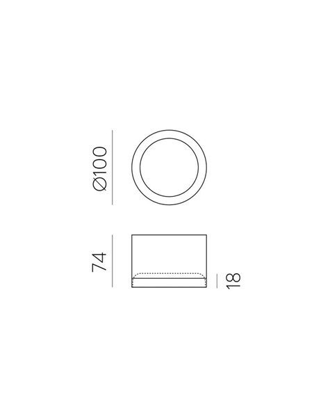 Plafón LED de techo TECH Ø10cm Negro Texturado, 9W 3000K 1280lm, Difusor Microprismatico IP44