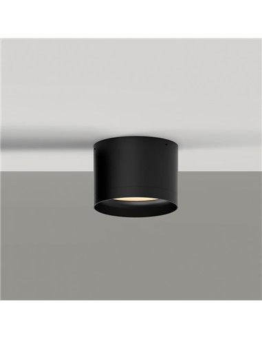 Plafon LED TECH Ø10cm Preto Texturizado, 9W 3000K 1280lm, Difusor Microprismático IP44