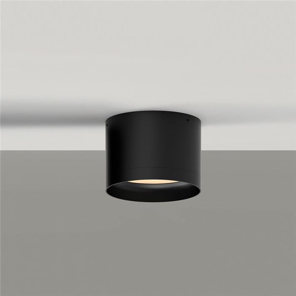 Plafon LED TECH Ø10cm Preto Texturizado, 9W 3000K 1280lm, Difusor Microprismático IP44
