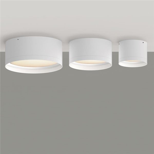 Plafon LED branco texturizado TECH, 18W 3000K 2200lm, Ø 15cm, estilo moderno, difusor microprismático IP44