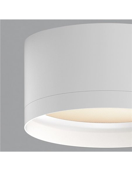 Plafon LED branco texturizado TECH, 18W 3000K 2200lm, Ø 15cm, estilo moderno, difusor microprismático IP44