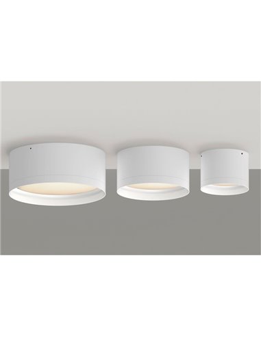 Plafon LED branco texturizado TECH, 18W 3000K 2200lm, Ø 15cm, estilo moderno, difusor microprismático IP44