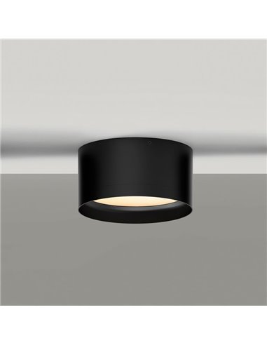 Plafonnier LED TECH Noir Texturé, 18W 3000K 2200lm, Ø 15cm, Style Moderne, Diffuseur Microprismatique IP44