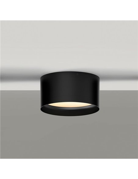 Plafón de techo LED TECH Negro Texturado, 18W 3000K 2200lm, Ø 15cm, Estilo Moderno, IP44 Difusor Microprismatico