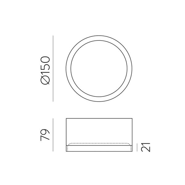 Plafonnier LED TECH Noir Texturé, 18W 3000K 2200lm, Ø 15cm, Style Moderne, Diffuseur Microprismatique IP44