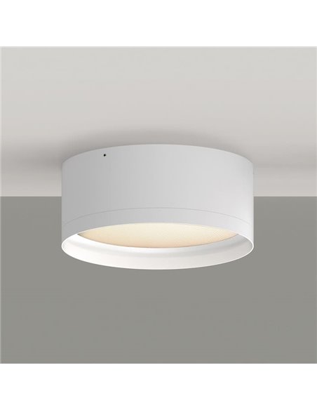 Plafonnier LED TECH Blanc Texturé, 25W 3000K 3000lm, Ø 20cm, Style Moderne, Diffuseur Microprismatique IP44