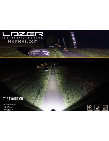 Barra de LED Lazer Lamps ST6 Evolution Homologada para Vehículos 4X4 y Camiones 70Watios de potencia Negra | LeonLeds