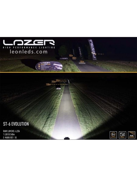 Barra de LED Lazer Lamps ST6 Evolution Homologada para Vehículos 4X4 y Camiones 70Watios de potencia Negra | LeonLeds