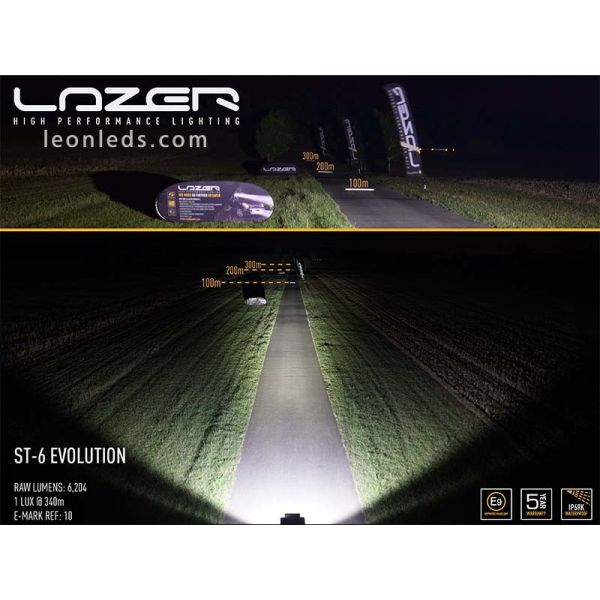 Barra de LED Lazer Lamps ST6 Evolution Homologada para Vehículos 4X4 y Camiones 70Watios de potencia Negra | LeonLeds