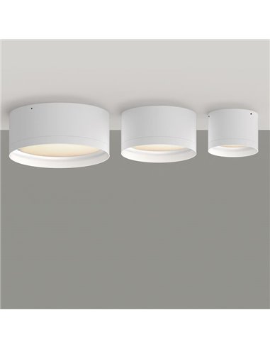 Plafonnier LED TECH Blanc Texturé, 25W 3000K 3000lm, Ø 20cm, Style Moderne, Diffuseur Microprismatique IP44