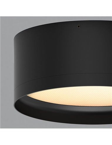 Plafonnier LED TECH Noir Texturé, 25W 3000K 3000lm, Ø 20cm, Style Moderne, Diffuseur Microprismatique IP44