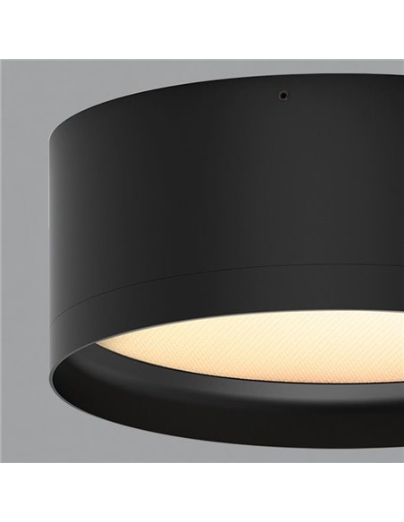 Plafonnier LED TECH Noir Texturé, 25W 3000K 3000lm, Ø 20cm, Style Moderne, Diffuseur Microprismatique IP44