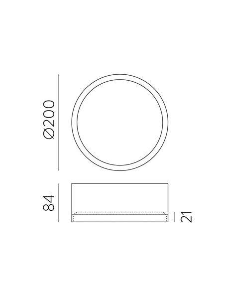 Plafon LED TECH Preto Texturizado, 25W 3000K 3000lm, Ø 20cm, Estilo Moderno, Difusor Microprismático IP44