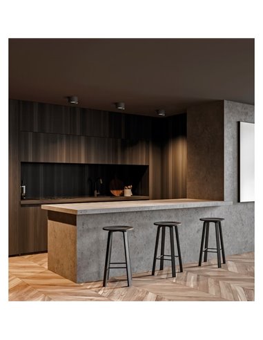 Plafonnier LED TECH Noir Texturé, 25W 3000K 3000lm, Ø 20cm, Style Moderne, Diffuseur Microprismatique IP44