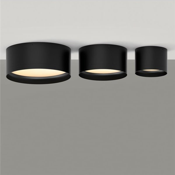 Plafonnier LED TECH Noir Texturé, 25W 3000K 3000lm, Ø 20cm, Style Moderne, Diffuseur Microprismatique IP44