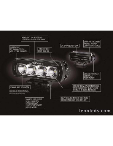 Barra de LED Lazer Lamps ST6 Evolution Homologada para Vehículos 4X4 y Camiones 70Watios de potencia Negra | LeonLeds