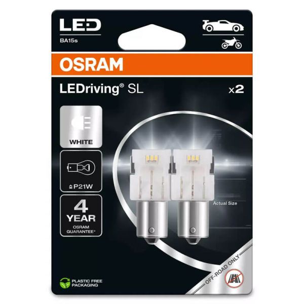 Pack de 2 Bombillas LED P21W BA15s 6000K 12V 2W (2Uds) LED 1 Polo 1156 LEDDriving SL Osram | LeonLeds