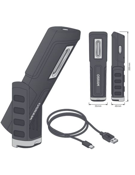 Medidas LEDinspect WIRE-FREE PRO 600 - Lámpara de Inspección Flexible LED Recargable Sin Cables 600 lm IK08 LEDIL42