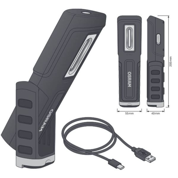 Medidas LEDinspect WIRE-FREE PRO 600 - Lámpara de Inspección Flexible LED Recargable Sin Cables 600 lm IK08 LEDIL42