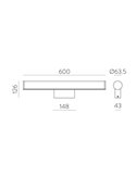Aplique LED para baños URA Opal/Cromo, 19W 1780lm, 3000K-4000K, IP44, con Interruptor deslizante