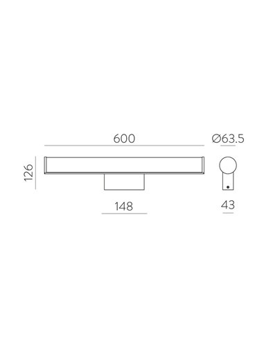 Aplique LED para baños URA Opal/Cromo, 19W 1780lm, 3000K-4000K, IP44, con Interruptor deslizante