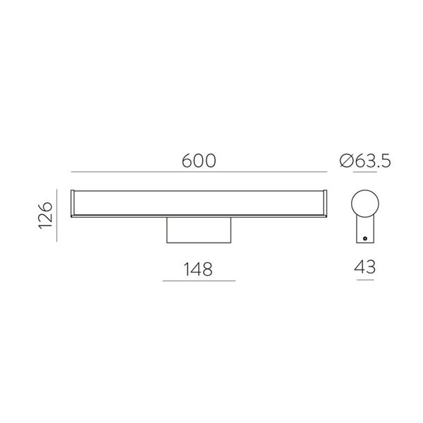 Aplique LED para baños URA Opal/Cromo, 19W 1780lm, 3000K-4000K, IP44, con Interruptor deslizante