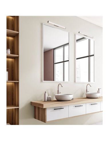 Aplique LED para baños URA Opal/Cromo, 19W 1780lm, 3000K-4000K, IP44, con Interruptor deslizante