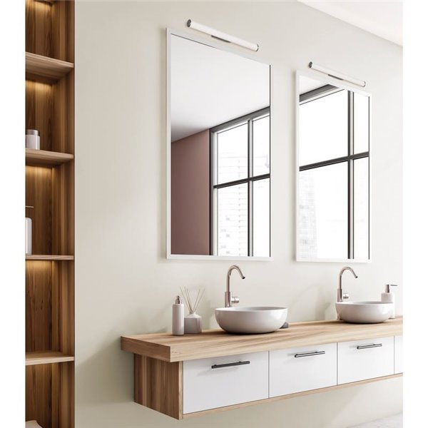 Aplique LED para baños URA Opal/Cromo, 19W 1780lm, 3000K-4000K, IP44, con Interruptor deslizante