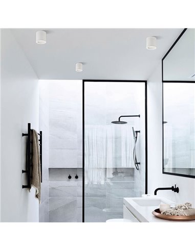 Plafón de superficie apto para baños VANDUO blanco texturado, GU10 8W, IP65