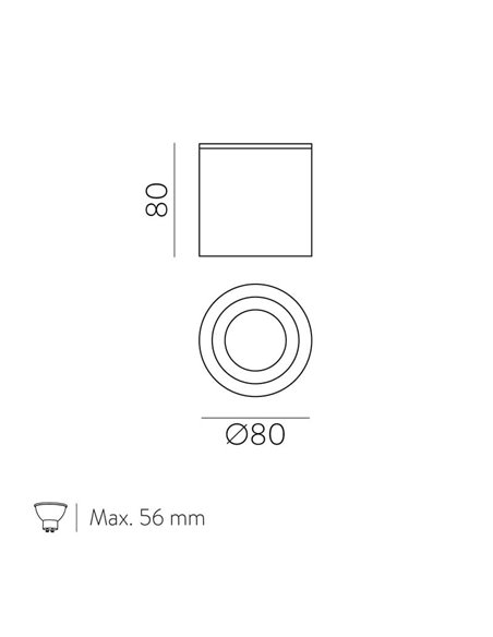 Plafonnier en saillie adapté aux salles de bains blanc texturé VANDUO, GU10 8W, IP65