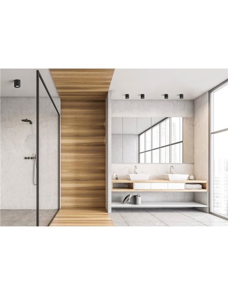 Plafonnier salle de bain noir texturé VANDUO, GU10 8W, IP65