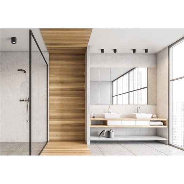 Plafonnier salle de bain noir texturé VANDUO, GU10 8W, IP65