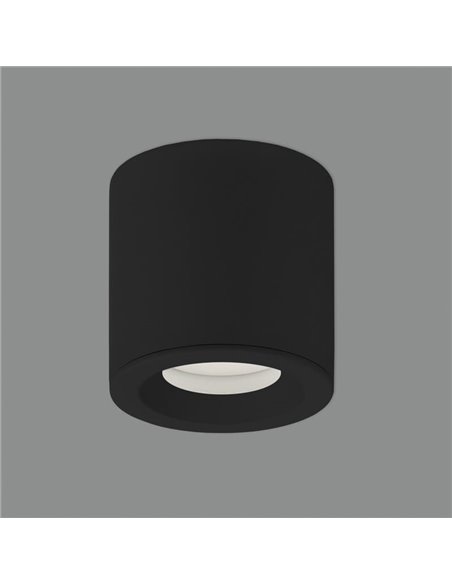 Plafonnier salle de bain noir texturé VANDUO, GU10 8W, IP65