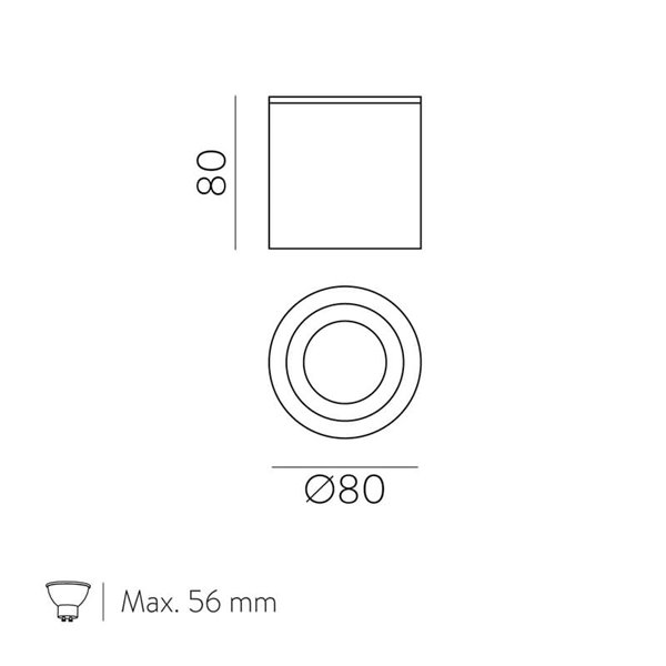 Plafonnier salle de bain noir texturé VANDUO, GU10 8W, IP65